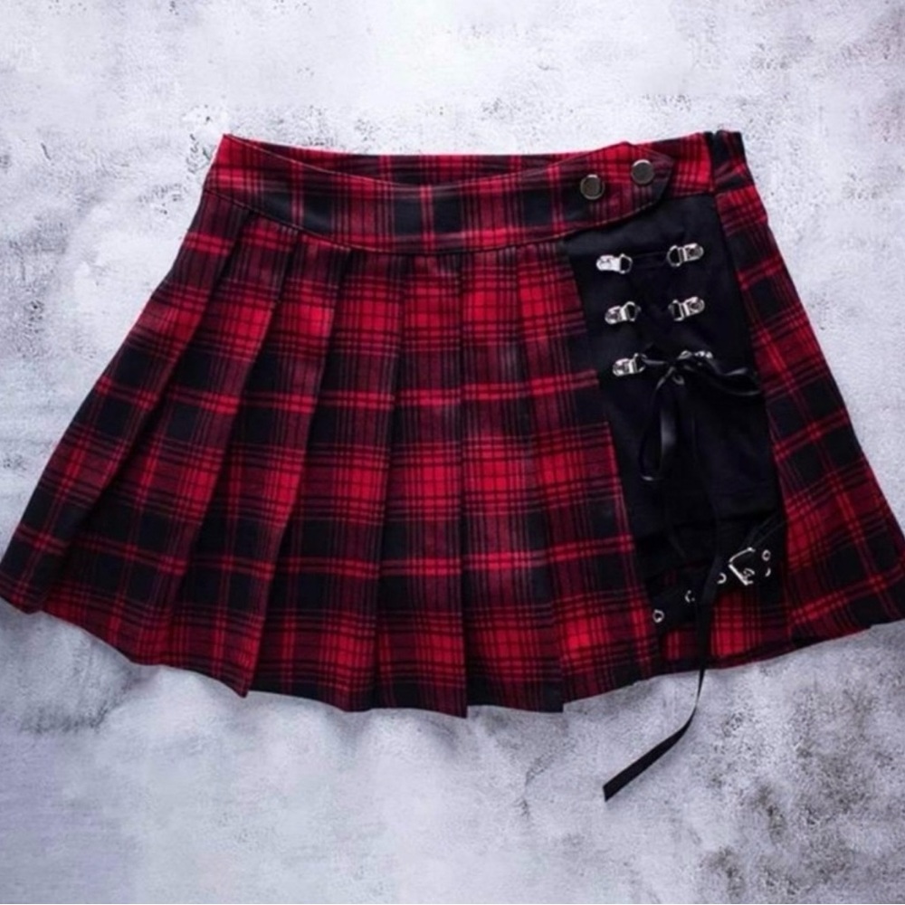 Plaid Red and Black Women's Skirt